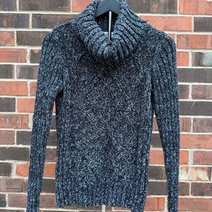 St. John's Bay Black and Gray Knit Cowl Sweater Medium